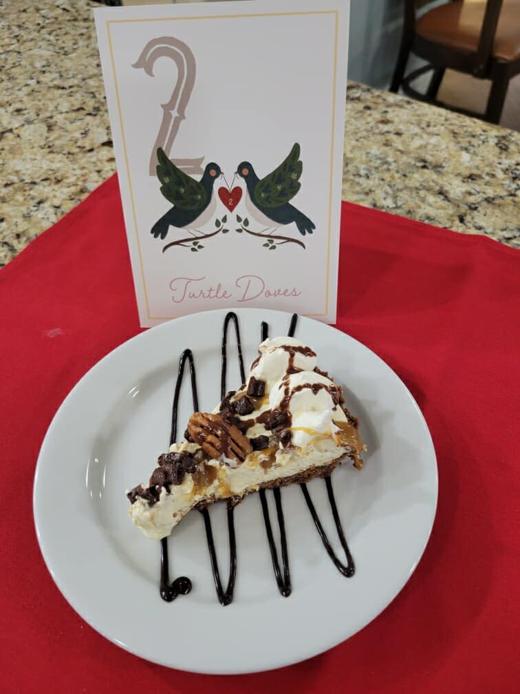 cheesecake turtle pie delight, culinary creation for two turtle doves